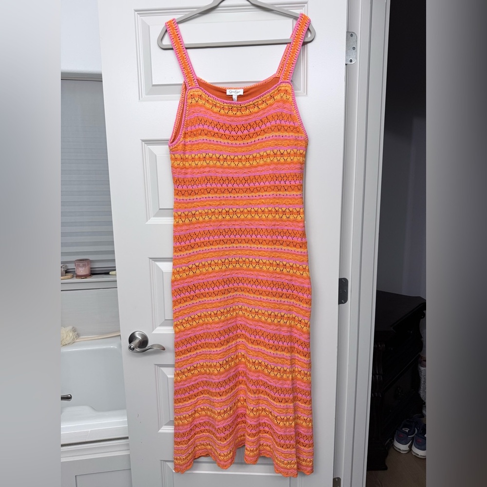 Jessica Simpson Pink and Orange Knit Midi Dress